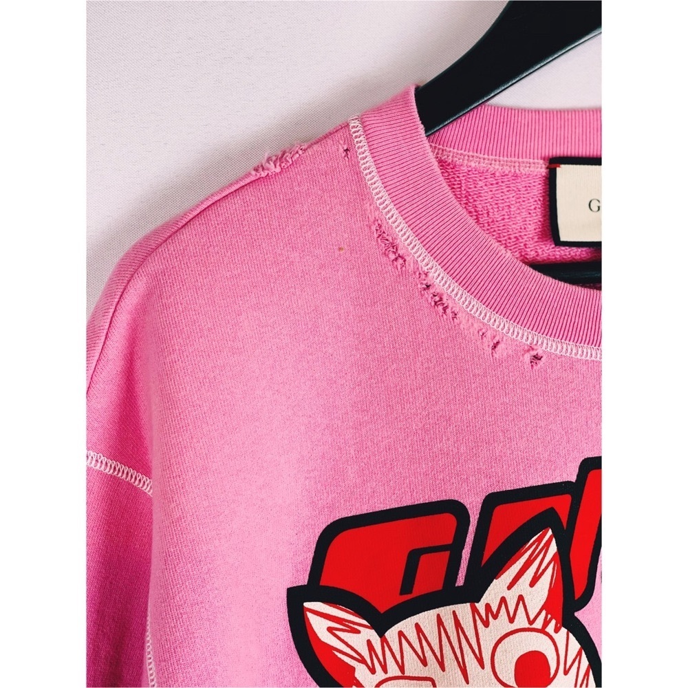 Gucci cat-print organic-cotton sweatshirt pink - Picture 6 of 15